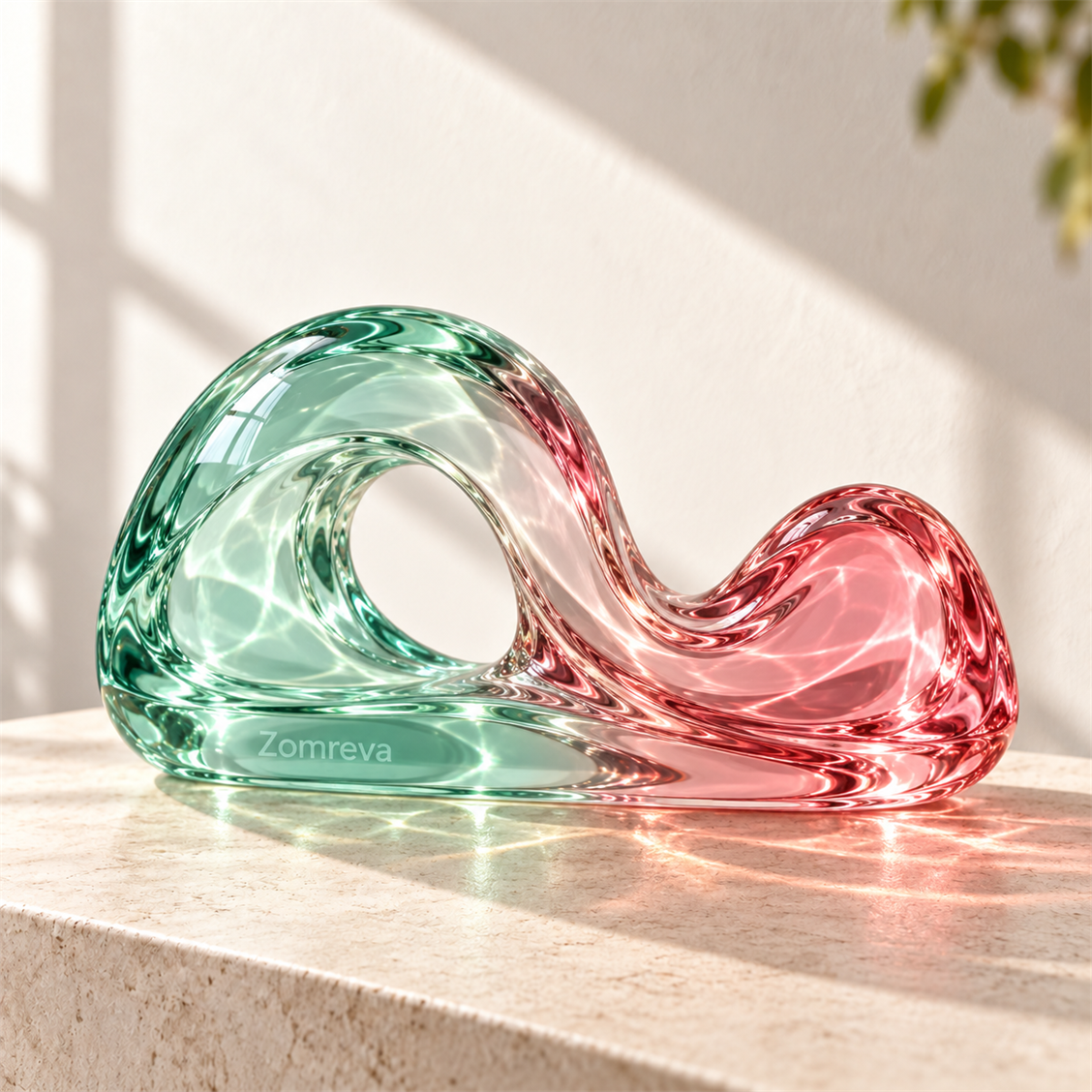Zomreva Mint Rose Wave Sculpture alternate angle view